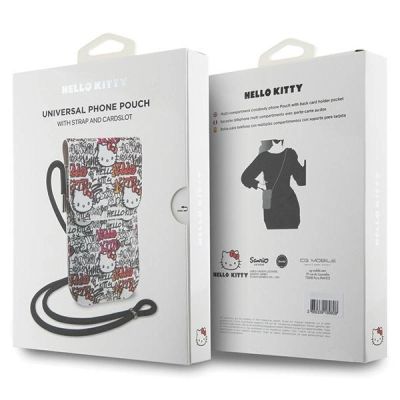 6. Hello Kitty Leather Tags Graffiti Cord-Tasche – Beige
