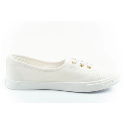 4. Lee Cooper Damenschuhe, sportliche weiße Slip-On-Ballerinas