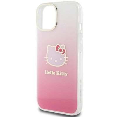 6. Hello Kitty IML Gradient Electrop Kitty Head Hülle für iPhone 15 – Rosa