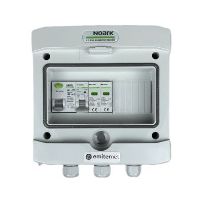 Hermetische IP65 EMITER-Wechselstromanschlussverteileranlage mit Überspannungsableiter Noark Typ 2, 16 A 1-F, FI-Schutzschalter Typ A 40 A/300 mA