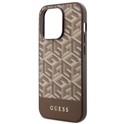 6. Guess GUHMP14LHGCFSEW iPhone 14 Pro 6,1" braun/braune Hartschale GCube Stripes MagSafe
