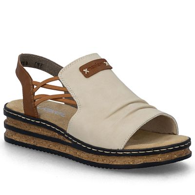 Bequeme beige Keilsandalen für Damen Rieker 62962-60