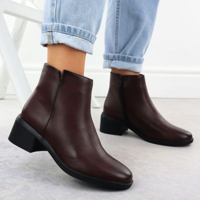 6. Gefütterte Damen-Ankle-Boots mit Blockabsatz, bordeauxrot, Sergio Leone BT25239