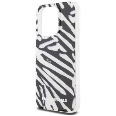 5. Karl Lagerfeld IML Zebra Pattern & Cord Hülle für iPhone 15 Pro Max – Schwarz