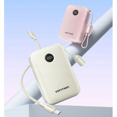 2. Vention Powerbank 20000 mAh, 2 x USB-C, 1 x USB-A, mit Display, 22,5 W, beige