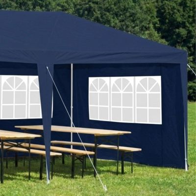 14. PE Garten-Cateringzelt-Pavillon 6x3M + 6 Wände Marineblau