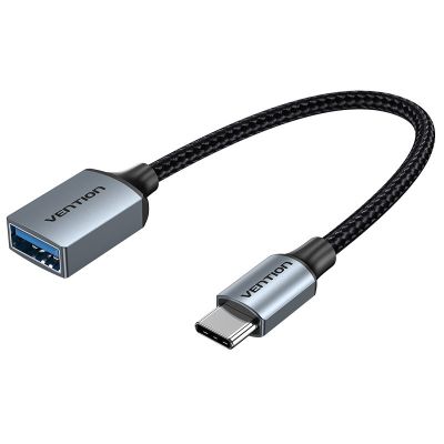 Vention USB-C auf USB-A OTG-Kabel 0,15 m, graue Aluminiumlegierung