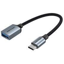 Vention USB-C auf USB-A OTG-Kabel 0,15 m, graue Aluminiumlegierung