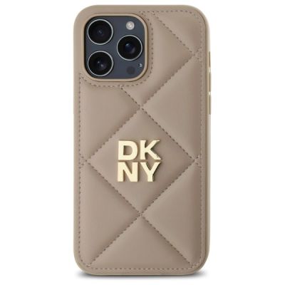 3. DKNY Quilted Stack Logo iPhone 14 Pro Hülle – Beige