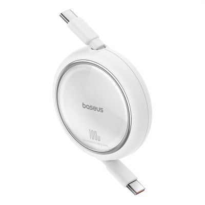 2. Baseus Free2Draw Mini USB-C – USB-C 100 W 1 m einziehbares Kabel – Weiß