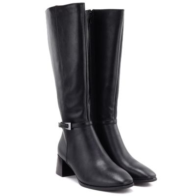 8. Schwarze Sergio Leone KZ-31-S Damen-Lederstiefel mit hohem Absatz