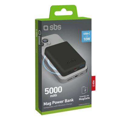 2. SBS TEBB5000MAG1CK kabellose Powerbank 5000 mAh USB-C, MagSafe kompatibel – Schwarz