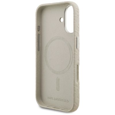 7. Karl Lagerfeld FW Stamped Karl MagSafe iPhone 16 Hülle - Beige