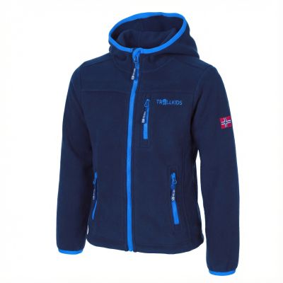3. TrollKids Kids Stavanger Jacket marine/hellblaue winddichte Fleecejacke (706-110)