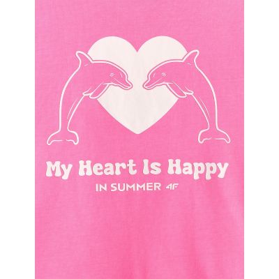 6. Lockeres T-Shirt mit Mädchenmuster 4F 4FJRSS26TTSHF3908-54N