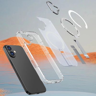7. Hybrid Armor X Hülle für iPhone 17 mit Ständer, kompatibel mit MagSafe - Transparent
