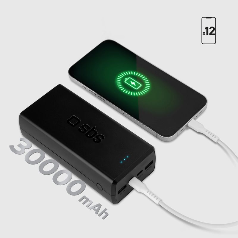 7. Powerbank SBS TTBB30000PD20K 30000 mAh 2 x USB-C 2 x USB-A - Schwarz