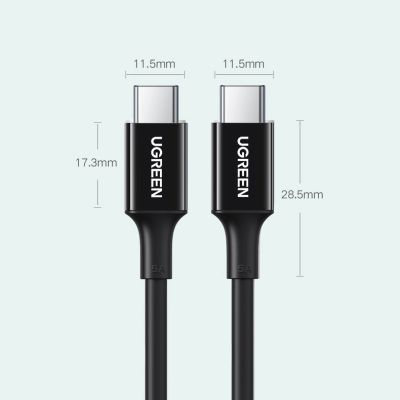 14. Ugreen US300 USB-C – USB-C PD QC FCP Kabel 100 W 5 A 480 Mbit/s 2 m – Weiß