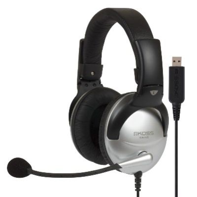 Koss SB45 USB-Headset mit Kabel und Kopfbügel, geeignet für Büro/Callcenter, Schwarz/Silber
