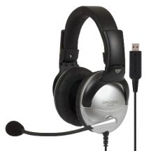Koss SB45 USB-Headset mit Kabel und Kopfbügel, geeignet für Büro/Callcenter, Schwarz/Silber