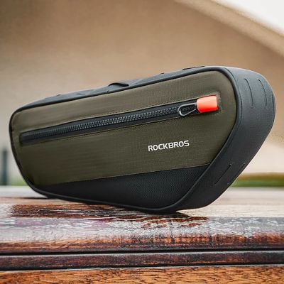 9. Rockbros 30120079001 Fahrradtasche für 1,7 l Rahmen – Grün und Schwarz