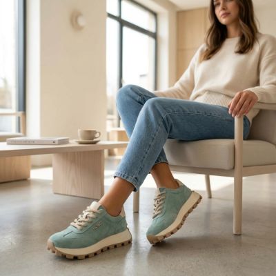 10. Grüne Plateau-Sneaker aus Leder, Modell Filippo DP7498