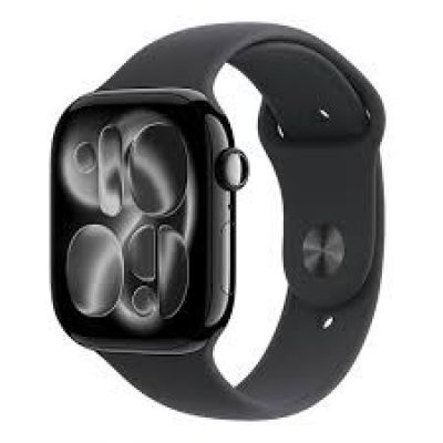 Apple Watch Series 11 GPS + Cellular, 42 mm Gehäuse aus Space Grau Aluminium mit schwarzem Sportarmband – M/L