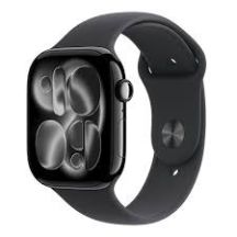 Apple Watch Series 11 GPS + Cellular, 42 mm Gehäuse aus Space Grau Aluminium mit schwarzem Sportarmband – M/L