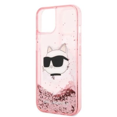6. Karl Lagerfeld Glitter Choupette Head Hülle für iPhone 14 Plus – Rosa