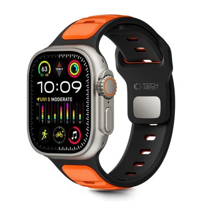Tech-Protect IconBand Line Armband für Apple Watch 44 / 45 / 46 / 49 mm - Schwarz und Orange
