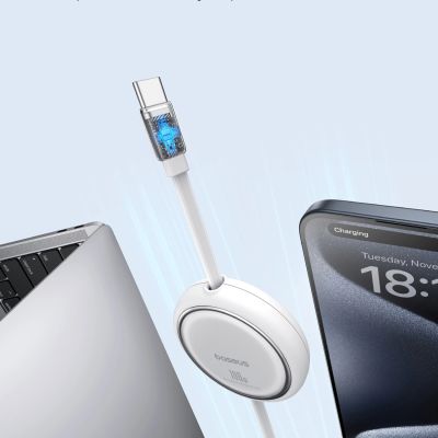 4. Baseus Free2Draw Mini USB-C – USB-C 100 W 1 m einziehbares Kabel – Weiß