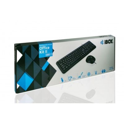 4. Tastatur- und Mausset IBOX OFFICE KIT II TASTATUR UND OPTISCHE MAUS USB IKMOC2005070U (USB 2.0; (US); schwarz; optisch)