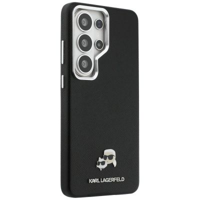 4. Karl Lagerfeld Saffiano KC Metal Logo MagSafe Hülle für Samsung Galaxy S26 Ultra, Schwarz