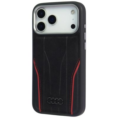 3. Audi R8 Echtleder MagSafe Hülle für iPhone 17 Pro - Schwarz und Rot
