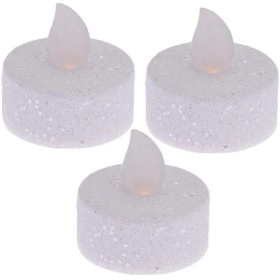 12. 3er-Set LED-Teelichter mit Glitzer