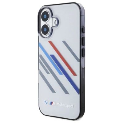 2. BMW Motosport IML Random Stripes Hülle für iPhone 16 Plus – grau