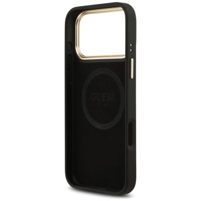 7. Guess 4G Logo Plate MagSafe Hülle für iPhone 17 Pro Max – Schwarz