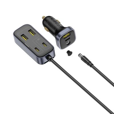 4. Baseus BackseatPal L1 110W Autoladegerät 3 x USB-A + 3 x USB-C mit 1,5m Verlängerungskabel - Schwarz