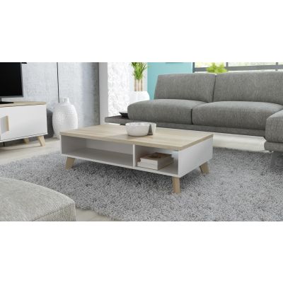 5. Couchtisch LOTTA 110, weiß + Sonoma-Eiche