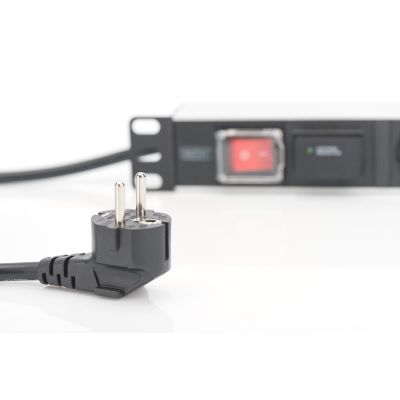 3. Digitus PDU 19" Rackmount-Steckdosenleiste, 7 Schuko-Steckdosen, 2,0 m Kabel, 1 Unischuko-Stecker, 16 A, Ein/Aus-Schalter, Überspannungsschutz, Aluminiumprofil