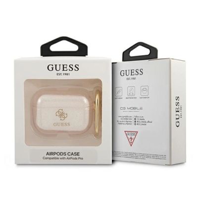 3. Guess, GUAPUCG4GD AirPods Pro Cover Gold/Gold Glitter Collection