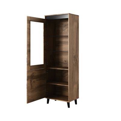 2. NORD Vitrine 60x38x182,5 Eiche Wotan/Anthrazit