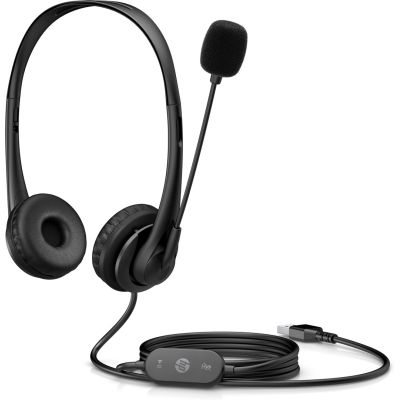 3. HP Stereo-USB-Headset G2, kabelgebundener Kopfhörer mit Mikrofon, Schwarz, 428H5AA