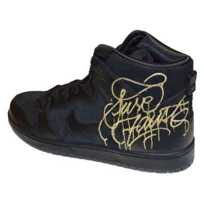 4. Nike SB Dunk High FAUST Herren-Sportschuhe Schwarz Gold - DH7755-001