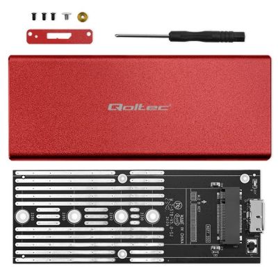 9. QOLTEC M.2 SSD-Gehäuse | SATA | NGFF | USB 3.0 | Superschnelle 5 Gbit/s | 2 TB | Rot