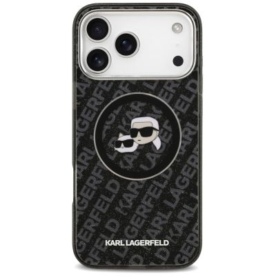 3. Karl Lagerfeld IML Glitter Karl&Choupette Heads Logo MagSafe Case für iPhone 17 Pro Max - Schwarz