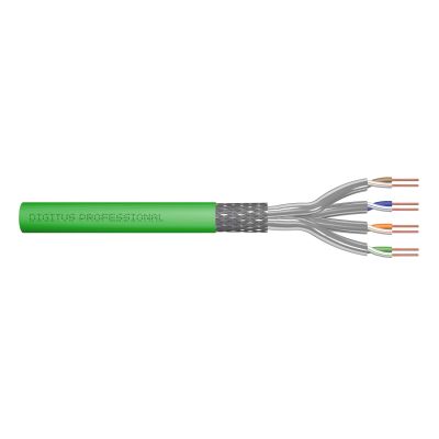 9. DIGITUS Installationskabel Kat. 8.2, S/FTP, DCA, AWG 22/1, LSOH, 500 m, grün, auf Rolle