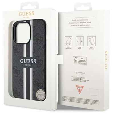 8. Guess GUHMP13XP4RPSK iPhone 13 Pro Max 6,7" schwarz/schwarzes Hardcase 4G bedruckte Streifen MagSafe