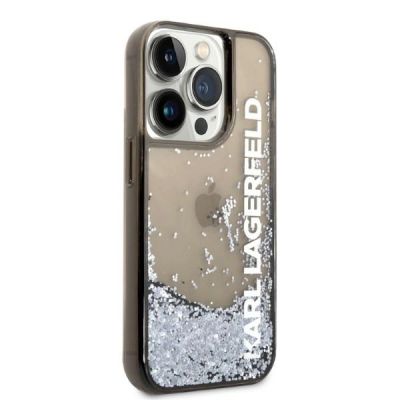 4. Karl Lagerfeld Liquid Glitter Elong Hülle für iPhone 14 Pro Max – Schwarz
