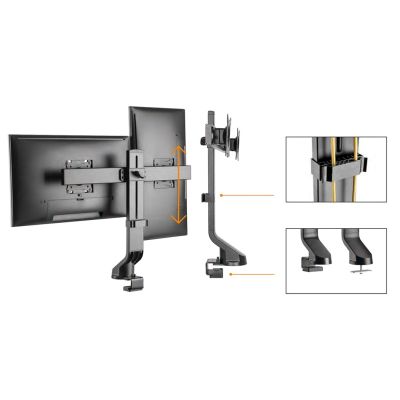 Halterung für zwei Monitore / Doppelhalterung 17"–27", 14 kg, Maclean MC-854, VESA 75x75 100x100, passend für MC-848 und MC-849